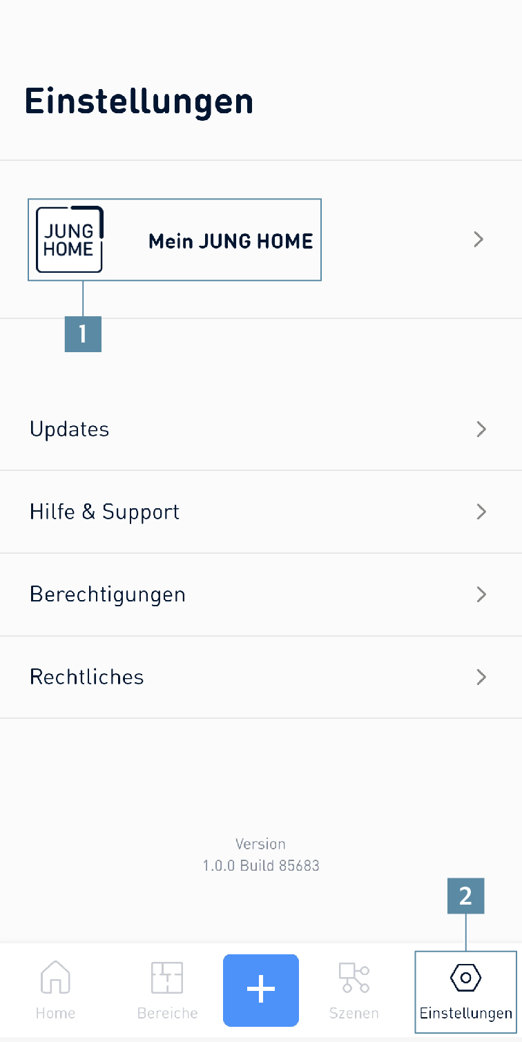 Bedienung und Menüstruktur der JUNG HOME App